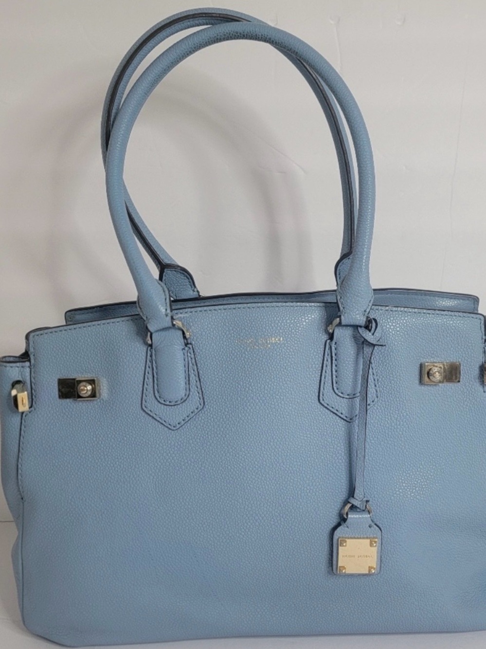 Henri Bendel Light Blue Leather Shoulder Bag  approx. 15” x 9” x 5”